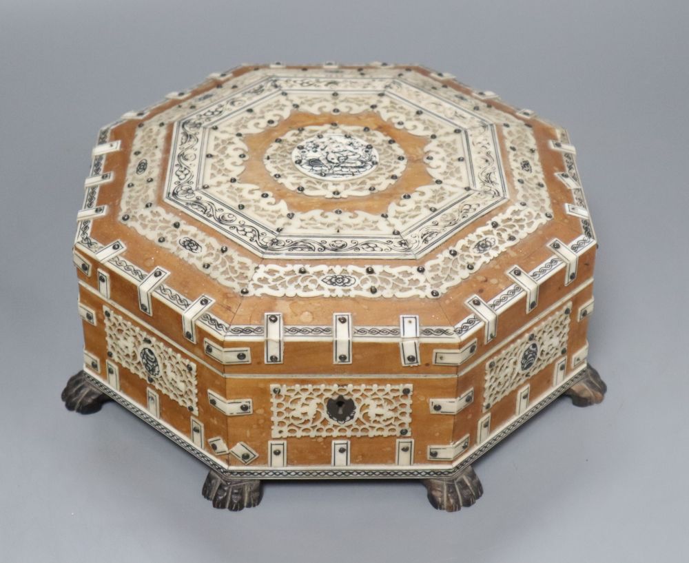 A South Indian hardwood octagonal box